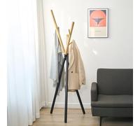 [en.casa] Portemanteau sur Pied Massif pour Couloir Bureau Meuble d’Entrée Patère avec 5 Crochets pour Manteaux Écharpes Sacs Forme d’Arbre Design Minimaliste Intemporel Acier 172 x 49 x 49 cm Noir