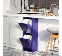 [en.casa] Poubelle de Recyclage Murale à 2 Compartiments Inclinables Armoire de Tri Sélectif à 2 Bacs Amovibles de 14 litres Design Élégant Peu Encombrant Métal Plastique 93 x 33 x 25 cm Bleu Nuit
