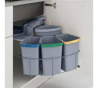 Poubelle encastrable Kollby 3 x 6L + 1 x 12L gris