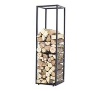 [en.casa] Range-bûches Meuble de Rangement Bois de Chauffage Étagère Stockage Intérieur Extérieur Cheminée Acier Laqué 35 x 35 x 120 cm Noir