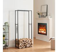 [en.casa] Range-bûches pour Intérieur et Extérieur Support pour Bois de Chauffage Porte-Bûches à Taille Ajustable Acier Largeur 60-100 cm Noir