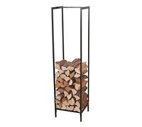 [en.casa] Range-Bûches pour Usage Intérieur Extérieur Porte-Bûches Design Support Rangement Bois de Chauffage Acier Laque 140 x 35 x 35 cm Noir Mat