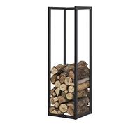 [en.casa] Range-Bûches pour Usage Intérieur Extérieur Porte-Bûches Design Support Rangement Bois de Chauffage Acier Laqué 35 x 35 x 120 cm Noir