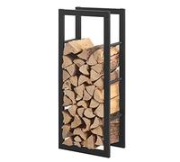 [en.casa] Range-Bûches pour Usage Intérieur Extérieur Porte-Bûches Design Support Rangement Bois de Chauffage Acier Laqué 40 x 25 x 100 cm Noir