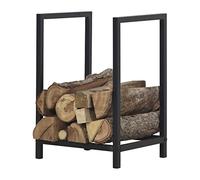[en.casa] Range-Bûches pour Usage Intérieur Extérieur Porte-Bûches Design Support Rangement Bois de Chauffage Acier Laqué 40 x 30 x 50 cm Noir