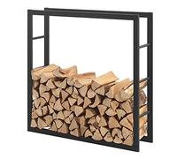 [en.casa] Range-Bûches pour Usage Intérieur Extérieur Porte-Bûches Design Support Rangement Bois de Chauffage Acier Laqué 100 x 25 x 100 cm Noir