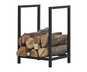 [en.casa] Range-Bûches pour Usage Intérieur Extérieur Porte-Bûches Design Support Rangement Bois de Chauffage Acier Laqué 40 x 30 x 50 cm Noir