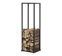 [en.casa] Range-Bûches pour Usage Intérieur Extérieur Porte-Bûches Stylé Support Rangement Bois de Chauffage Acier Laqué 35 x 35 x 120 cm Noir
