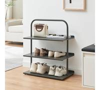 [en.casa] Range-Chaussures avec 3 Étagères pour 6 Paires Meuble à Chaussures Rangement Stockage pour Entrée Chambre Dressing Acier Laqué 73 x 60 x 32 cm Anthracite