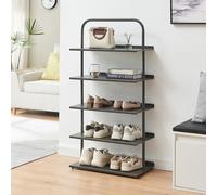 [en.casa] Range-Chaussures avec 5 Étagères pour 10 Paires Meuble à Chaussures Rangement Stockage pour Entrée Chambre Dressing Acier Laqué 119 x 60 x 32 cm Anthracite