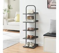 [en.casa] Range-Chaussures avec 5 Étagères pour 5 Paires Meuble à Chaussures Rangement Stockage pour Entrée Chambre Dressing Acier Laqué 119 x 34 x 32 cm Anthracite