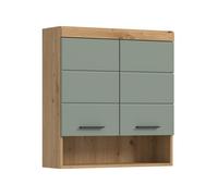 [en.casa] Scout armoire murale de salle de bain vert sauge et chêne artisan 74 x 24 x 79 cm