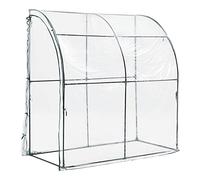 [en.casa] Serre de Jardin Adossée Protection Intempéries Porte Zippée Latérale pour Fleurs Légumes Herbes Acier PVC 100 x 200 x 215 cm Transparent