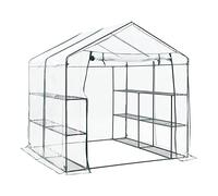 [en.casa] Serre de Jardin Protection Intempéries Porte Zippée Étagères Intégrées pour Fleurs Légumes Herbes Acier PVC 200 x 200 x 220 cm Transparent