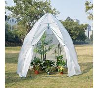 [en.casa] Serre de Jardin Quatre Saisons Serre d'Hivernage pour Extérieur Abri de Culture pour Plantes Abri-Tomates pour Potager Fleurs 200 x 240 cm Blanc Vert