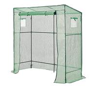 [en.casa] Serre de Tomates Protection Intempéries Porte et 2 Fenêtres Zippées Serre de Jardin pour Fleurs Légumes Herbes Acier Polyéthylène 198 x 78 x 180-200 cm Vert