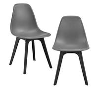 [en.casa] Set de 2 Chaises Design Chaise de Cuisine Chaise de Salle à Manger Plastique Gris et Noir 83 x 54 x 48 cm