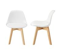 [en.casa] Set de 2 Chaises pour Enfants pour Chambre d'enfant Moderne Assise Rembourrée en Simimicuir PU Plastique Hêtre 56 x 38 x 33 cm Blanc