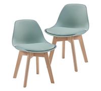[en.casa] Set de 2 Chaises pour Enfants pour Chambre d'enfant Moderne Assise Rembourrée en Simimicuir PU Plastique Hêtre 56 x 38 x 33 cm Vert Menthe
