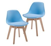 [en.casa] Set de 2 Chaises pour Enfants pour Chambre d'enfant Moderne Assise Rembourrée en Simimicuir PU Plastique Hêtre 56 x 38 x 33 cm Bleu Ciel