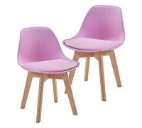 [en.casa] Set de 2 Chaises pour Enfants pour Chambre d'enfant Moderne Assise Rembourrée en Simimicuir PU Plastique Hêtre 56 x 38 x 33 cm Rose