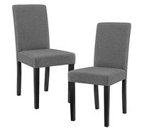 [en.casa] Set de 2 Chaises Rembourrées de Salle à Manger Siège Confortable Résistant Design Moderne pour Cuisine Salon Bureau Pieds en Bois Massif Revêtement Polyester Gris Foncé Noir 89 x 43 x 54 cm