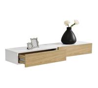 [en.casa] Set de 2 Étagères Murales avec Comptoir Panneau de Particules Blanc Bois 2 x 50x24x12cm