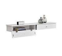 [en.casa] Etagère murale avec porte en set de 2 étagères blanches murales commode table de nuit 2x table de nuit avec compartiment de rangement table de nuit suspendue montage mural