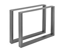 [en.casa] Set de 2 Pieds de Meuble pour Table à Manger Pieds de Table Rectangulaires pour Montage DIY avec Embouts de Protection Acier Gris Acier 90 x 72 cm