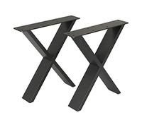 [en.casa] Set de 2 Pieds de Table de Forme X Ensemble de Pieds de Meuble DIY pour Table Basse Banc Acier Laqué 42 x 40 x 6 cm Noir Mat