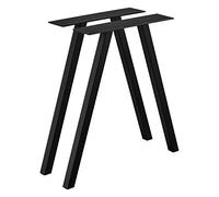 [en.casa] Set de 2 Pieds de Table Design avec Embouts de Protection Lot de 2 Pieds de Meuble DIY Métal Revêtu par Poudre Noir 70 x 12 x 72 cm