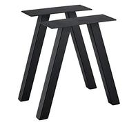 [en.casa] Set de 2 Pieds de Table Design avec Embouts de Protection Lot de 2 Pieds de Meuble DIY Métal Revêtu par Poudre Noir 40 x 12 x 40 cm