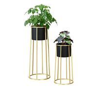 Set de 2 Supports de Plantes Macon Doré Noir [en.casa]