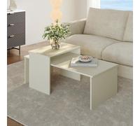 [en.casa] Set de 2 Tables Basses Gigognes de Tailles Différentes Ensemble de 2 Tables d'Appoint Design Intemporel pour Salon Chambre Panneau de Particules Mélaminé Sable