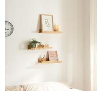 [en.casa] Set de 3 Étagères Murales Ensemble de 3 Meubles de Rangement Suspendus pour Cuisine Chambre Salle de Bain Bureau Salon Bambou 40 x 13 x 7 cm Naturel