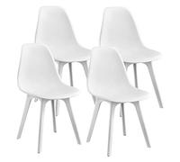 [en.casa] Set de 4 Chaises Design Chaise de Cuisine Chaise de Salle à Manger Plastique Blanc 83 x 54 x 48 cm