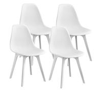 [en.casa] Set de 4 Chaises Design Chaise de Cuisine Chaise de Salle à Manger Plastique Blanc 83 x 54 x 48 cm