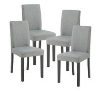 [en.casa] Set de 4 Chaises Rembourrées de Salle à Manger Siège Confortable Résistant Design Moderne pour Cuisine Salon Bureau Pieds en Bois Massif Revêtement Polyester Gris Clair Noir 89 x 43 x 54 cm