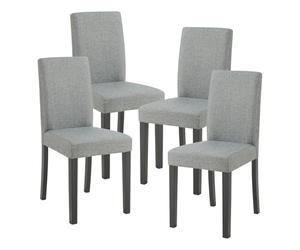 [en.casa] Set de 4 Chaises Rembourrées de Salle à Manger Siège Confortable Résistant Design Moderne pour Cuisine Salon Bureau Pieds en Bois Massif Revêtement Polyester Gris Clair Noir 89 x 43 x 54 cm