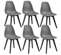[en.casa] Set de 6 Chaises Design Chaise de Cuisine Chaise de Salle à Manger Plastique Gris et Noir 83 x 54 x 48 cm