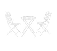 [en.casa] Set de Bistrot Élégant Table Ronde et Chaises Pliables pour Jardin Terrasse Balcon Extérieur Métal Blanc