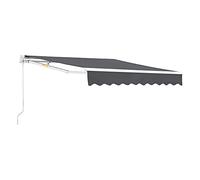 [en.casa] Store Banne Rétractable Manuel Marquise à Bras Articulé avec Manivelle Montage Mural Inclinaison Réglable Aluminium Polyester 250 x 200 cm Gris Foncé