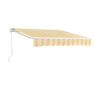 [en.casa] Store Banne Rétractable Manuel Marquise à Bras Articulé avec Manivelle Montage Mural Inclinaison Réglable Aluminium Polyester 350 x 250 cm Jaune Blanc