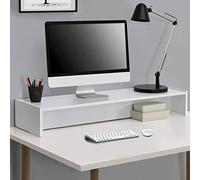 [en.casa] Support de Moniteur Réhausseur d'écran Support d'écran Support de Bureau pour Moniteur Panneau de Particule Blanc 100 x 27 x 15 cm