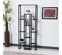 [en.casa] Support de Plantes à 11 Niveaux de Rangement Étagère à Fleurs Polyvalente Panneau de Particules Métal 150 x 60 x 19 cm Noir Marbre Noir