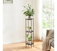 [en.casa] Support de Plantes à 3 Niveaux Étagère à Fleurs Design Intemporel Porte Plantes pour Intérieur Meuble de Rangement pour Cache-Pots Métal 94 x 25 cm Noir