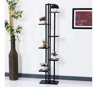 [en.casa] Support de Plantes à 6 Niveaux de Rangement Étagère à Fleurs Polyvalente Panneau de Particules Métal 150 x 34 x 21 cm Noir