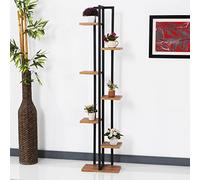 [en.casa] Support de Plantes à 6 Niveaux de Rangement Étagère à Fleurs Polyvalente Panneau de Particules Métal 150 x 34 x 21 cm Effet Noyer Noir