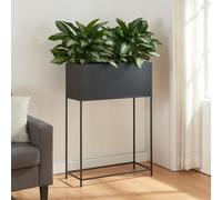 [en.casa] Support de Plantes avec Bac à Fleurs Intégré Étagère Porte-Plantes Style Intemporel pour Intérieur Salon Chambre Bureau Entrée Métal 100 x 70 x 30 cm Noir