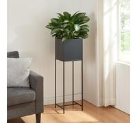 [en.casa] Support de Plantes avec Bac à Fleurs Intégré Étagère Porte-Plantes Style Intemporel pour Intérieur Salon Chambre Bureau Entrée Métal 100 x 30 x 30 cm Noir